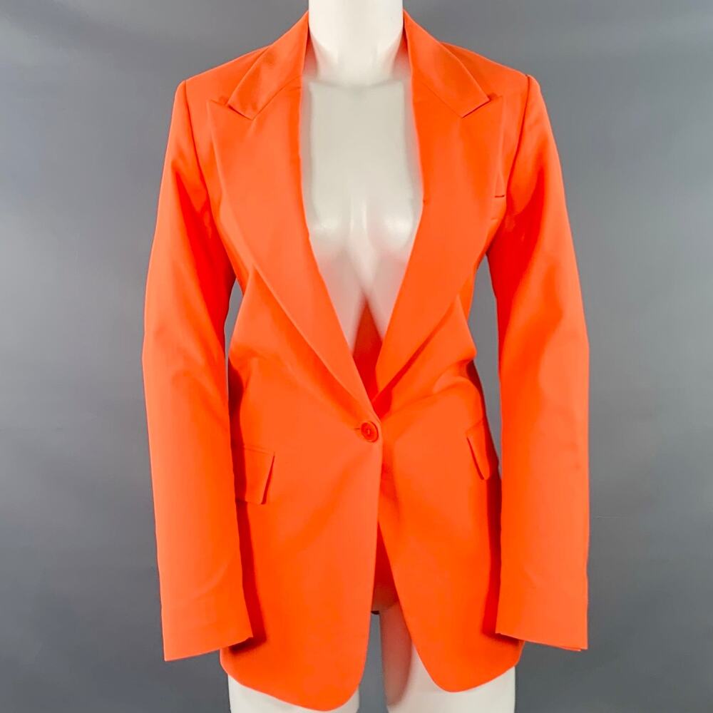 MSGM Size 6 Orange Wool Peak Lapel Jacket Blazer